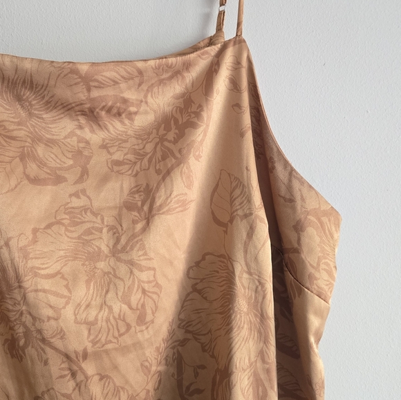 Stars Above Gold Floral Satin Slip Midi Dress - Picture 10 of 10